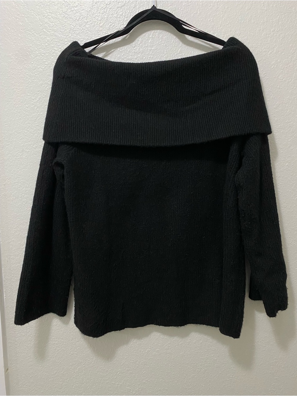 H&M Black Off-the-Shoulder Foldover Sweater